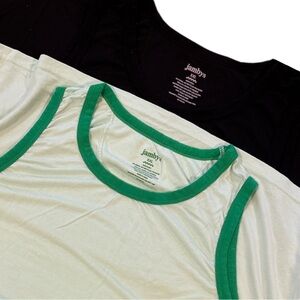 JAMBYS Women’s Tank Tops One Raglan Green and Mint and One Solid Black. Size XXL